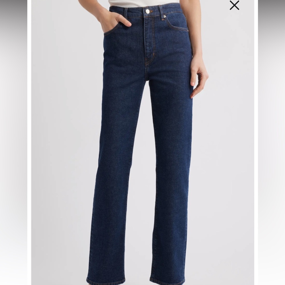 Frame The Ruler Straight Leg Jeans - Dark Blue